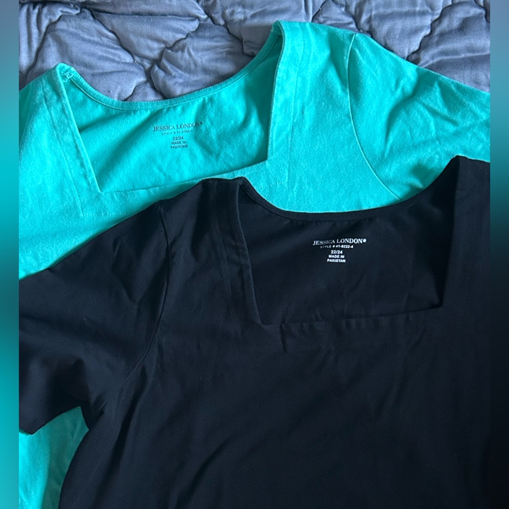 Jessica London Short Sleeve Tops - Black and Teal Bundle